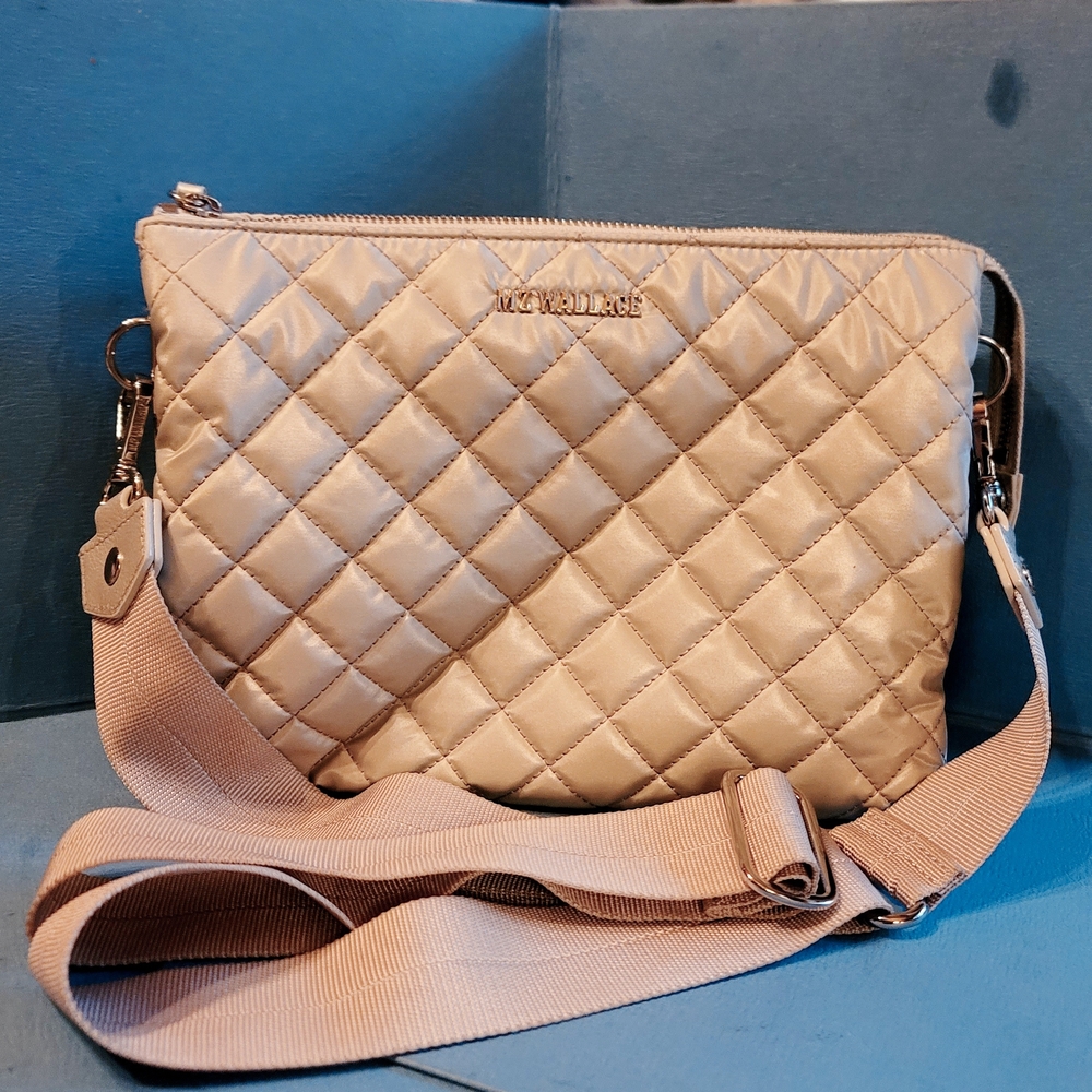 MZ Wallace Quilted Tan Crossbody Bag